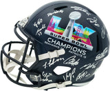 Seattle Seahawks Super Bowl LX Champions Autographed Blue Full Size SB LX Champs Logo Speed Replica Helmet With 28 Signatures Including Sam Darnold & Jaxon Smith-Njigba Beckett BAS Witness Stock #268082