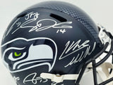 Seattle Seahawks Super Bowl LX Champions Autographed Blue Full Size SB LX Champs Logo Speed Replica Helmet With 28 Signatures Including Sam Darnold & Jaxon Smith-Njigba Beckett BAS Witness Stock #268082