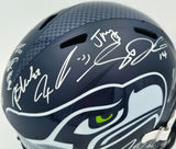 Seattle Seahawks Super Bowl LX Champions Autographed Blue Full Size SB LX Champs Logo Speed Replica Helmet With 28 Signatures Including Sam Darnold & Jaxon Smith-Njigba Beckett BAS Witness Stock #268082
