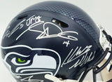 Seattle Seahawks Super Bowl LX Champions Autographed Blue Full Size Speed Authentic Helmet With 28 Signatures Including Sam Darnold & Jaxon Smith-Njigba Beckett BAS Witness Stock #268083
