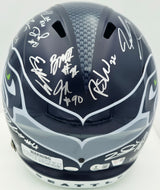 Seattle Seahawks Super Bowl LX Champions Autographed Blue Full Size Speed Replica Helmet With 28 Signatures Including Sam Darnold & Jaxon Smith-Njigba Beckett BAS Witness Stock #268084