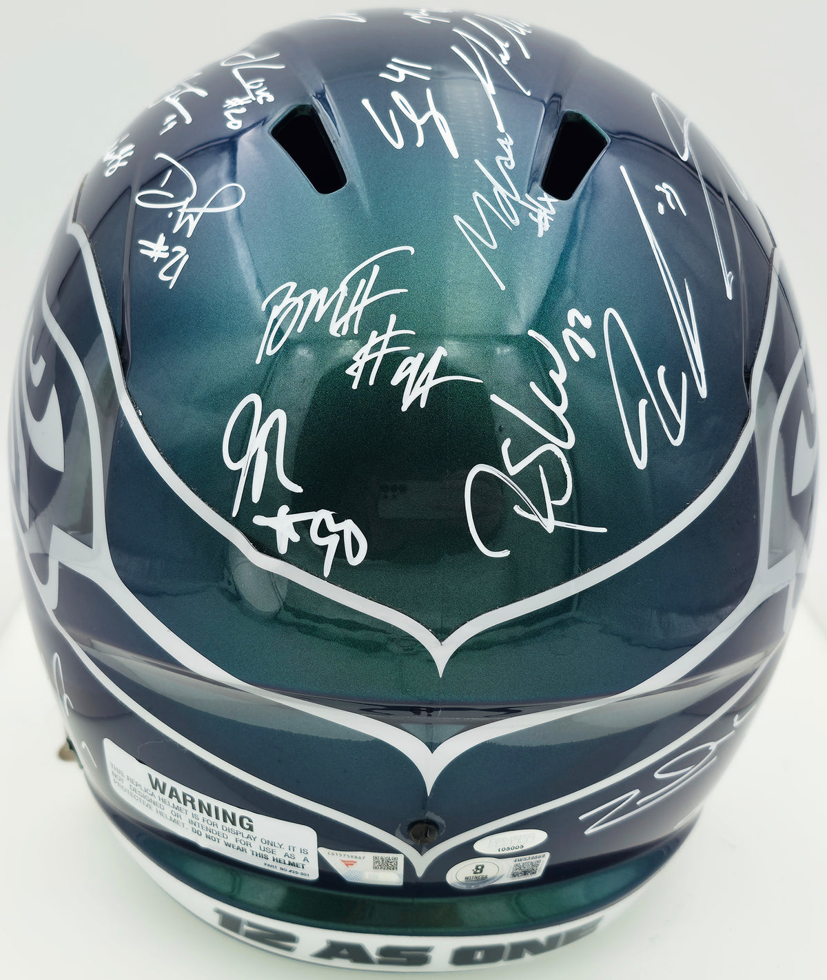 Seattle Seahawks Super Bowl LX Champions Autographed Rivalries Full Size Speed Replica Helmet With 28 Signatures Including Sam Darnold & Jaxon Smith-Njigba Beckett BAS Witness Stock #268086