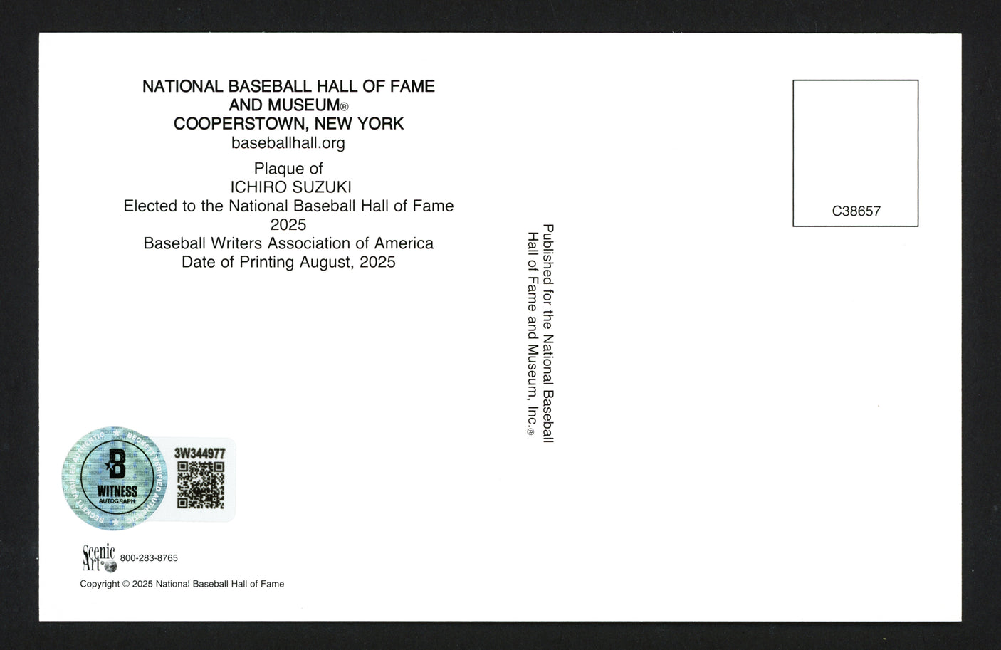Ichiro Suzuki Autographed Hall of Fame HOF Plaque Postcard (Japanese) Seattle Mariners Beckett BAS Witness Stock #254322