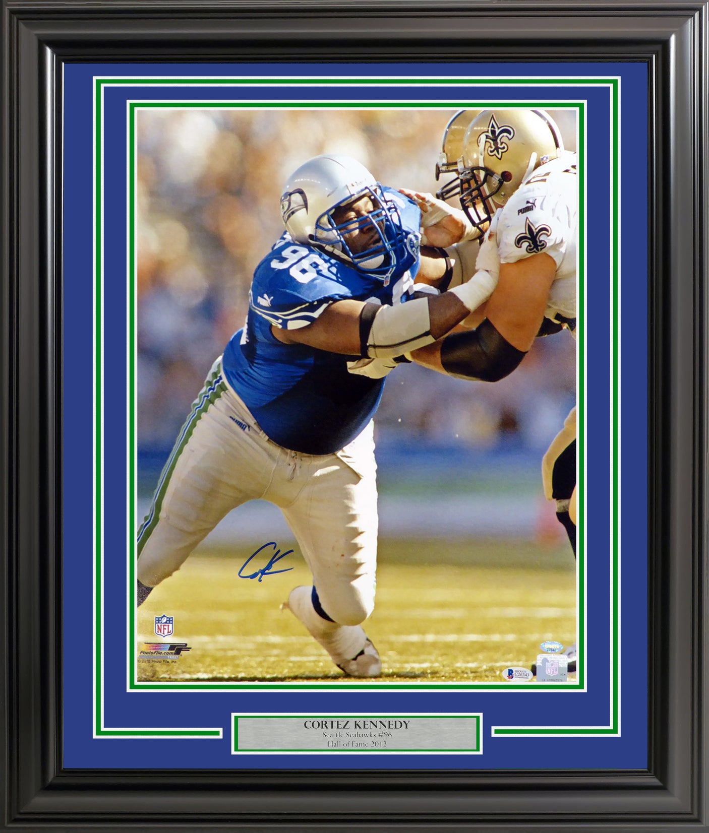 Cortez Kennedy Autographed Framed 16x20 Photo Seattle Seahawks Beckett BAS Stock #254234