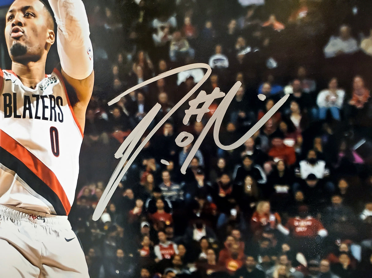 Damian Lillard Autographed Framed 16x20 Photo Portland Trail Blazers Beckett BAS Stock #254235