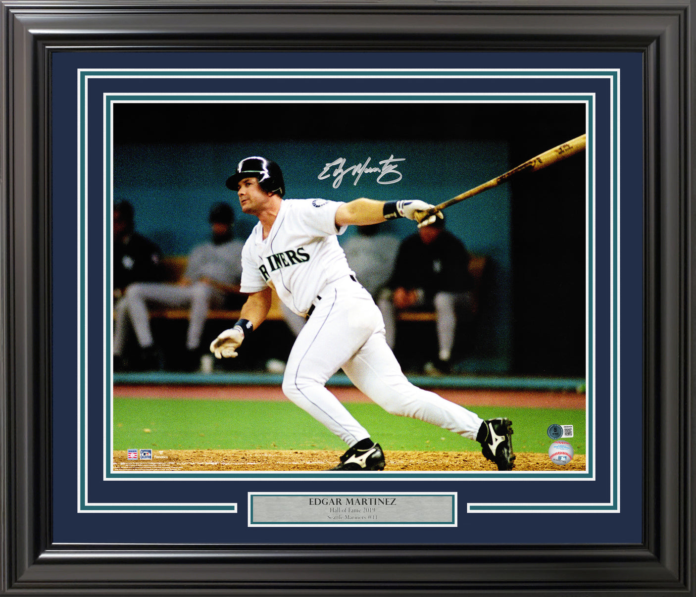 Edgar Martinez Autographed Framed 16x20 Photo Seattle Mariners The Double Beckett BAS Witness Stock #254238