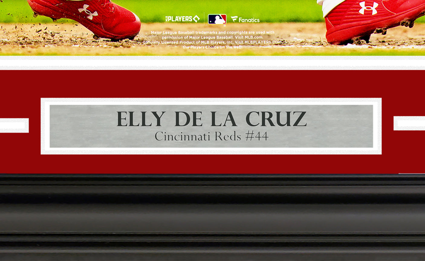 Elly De La Cruz Autographed Framed 16x20 Photo Cincinnati Reds HR Swing Beckett BAS Witness Stock #254239