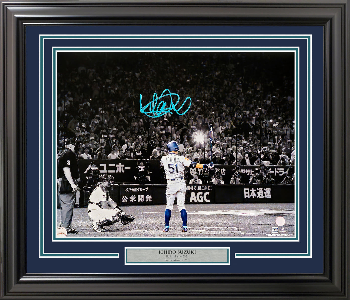 Ichiro Suzuki Autographed Framed 16x20 Photo Seattle Mariners Final At Bat IS Holo Stock #254241