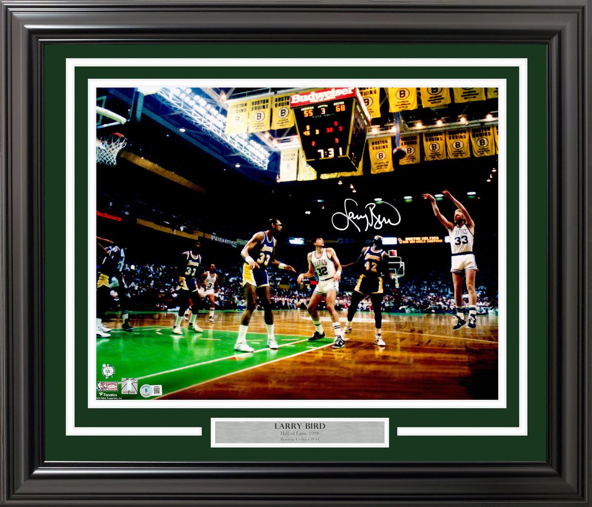 Larry Bird Autographed Framed 16x20 Photo Boston Celtics Beckett BAS Witness Stock #254250