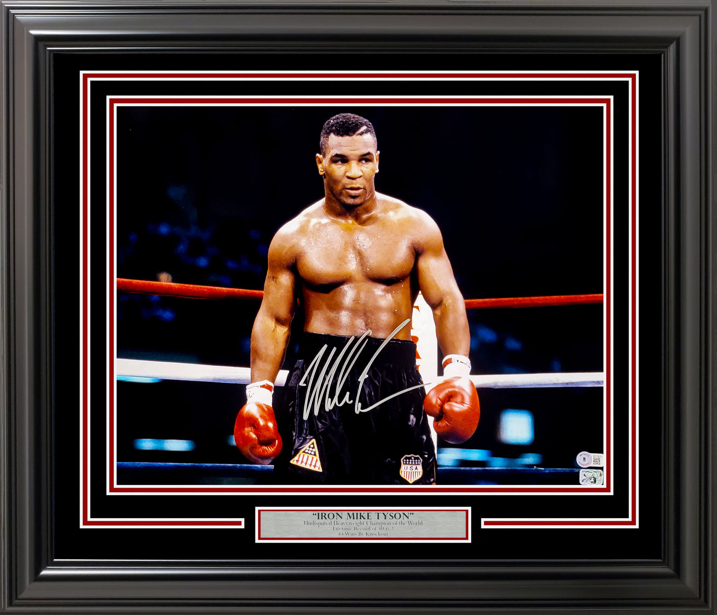 Mike Tyson Autographed Framed 16x20 Photo Posing Beckett BAS QR Stock #254252