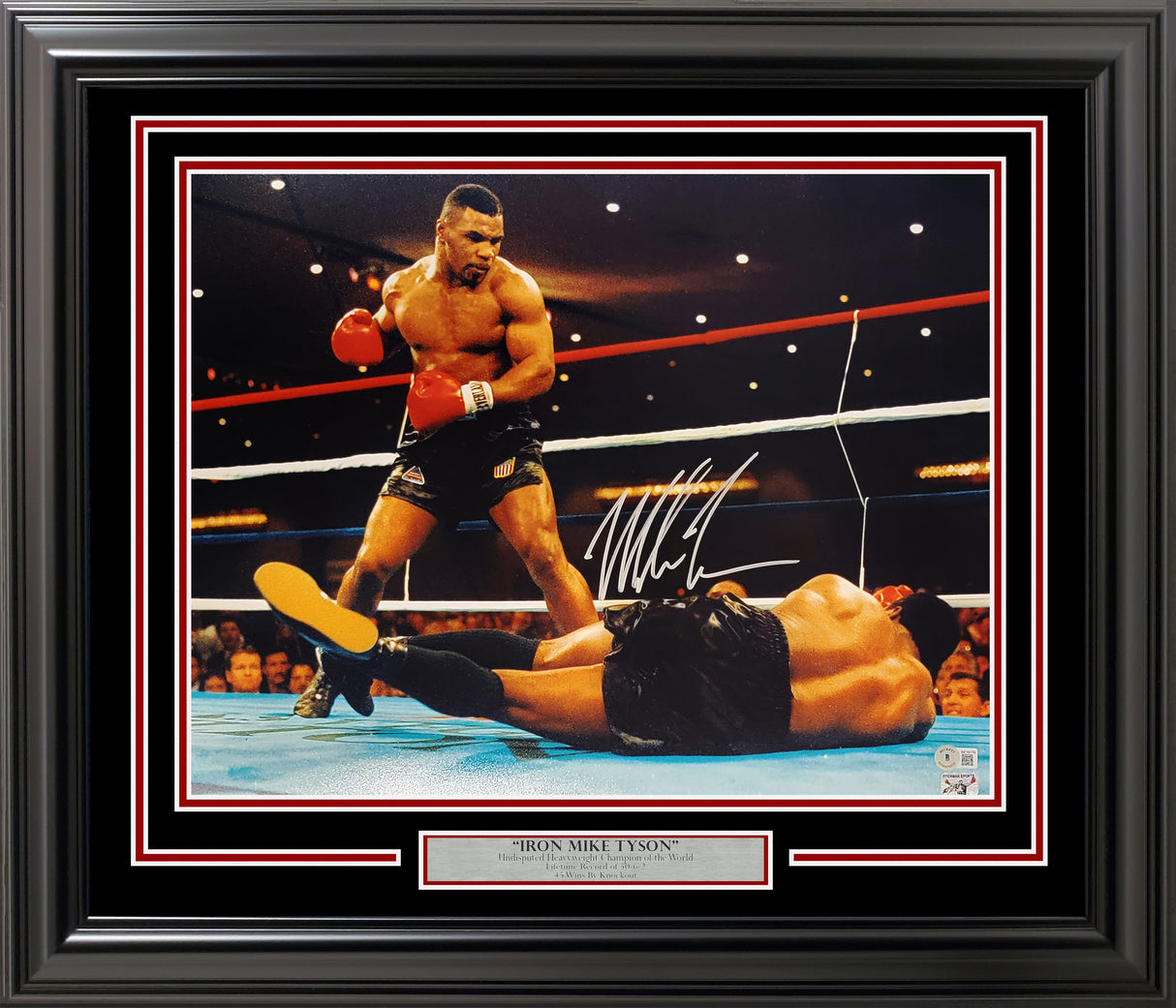 Mike Tyson Autographed Framed 16x20 Photo Standing Over Beckett BAS QR Stock #254253