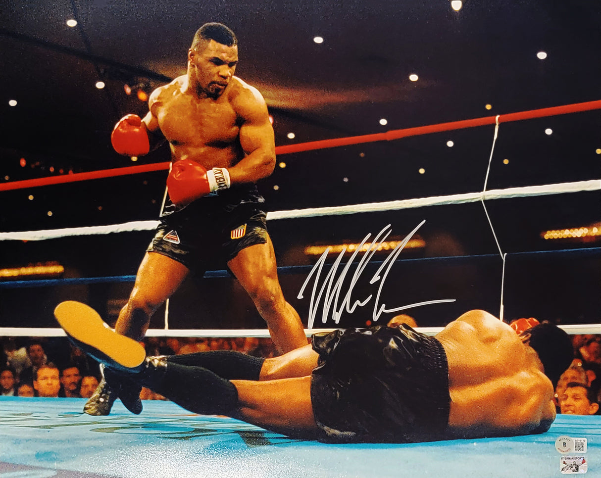 Mike Tyson Autographed Framed 16x20 Photo Standing Over Beckett BAS QR Stock #254253