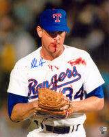 Nolan Ryan Autographed Framed 16x20 Photo Texas Rangers Bloody Beckett BAS QR Stock #254254