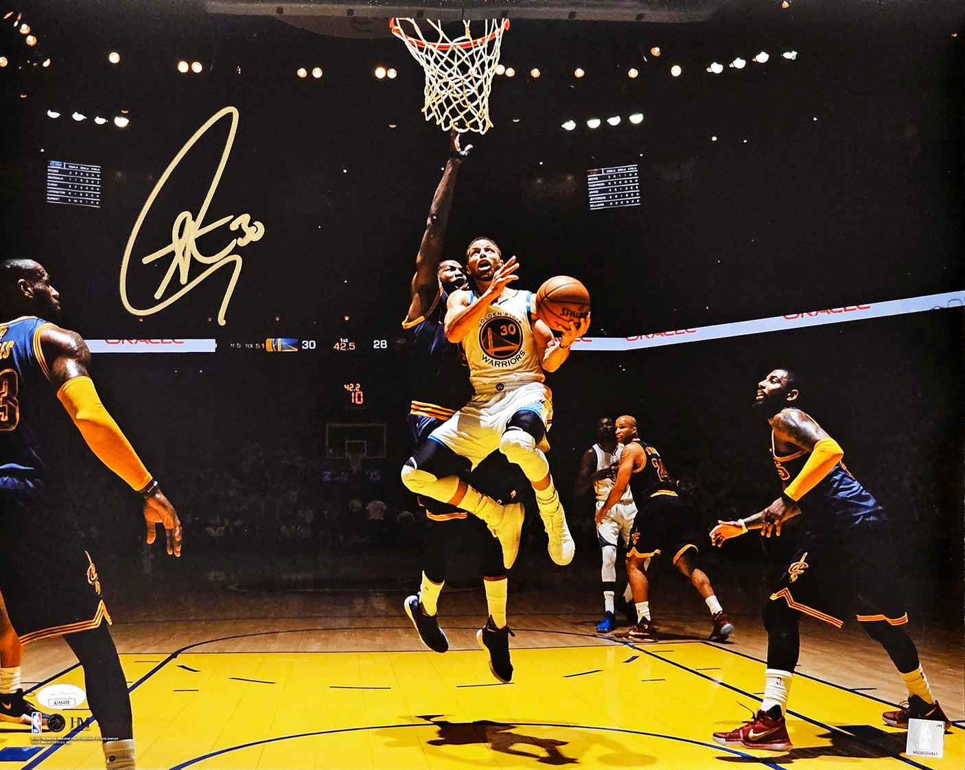 Stephen Curry Autographed Framed 16x20 Photo Golden State Warriors JSA Stock #254257