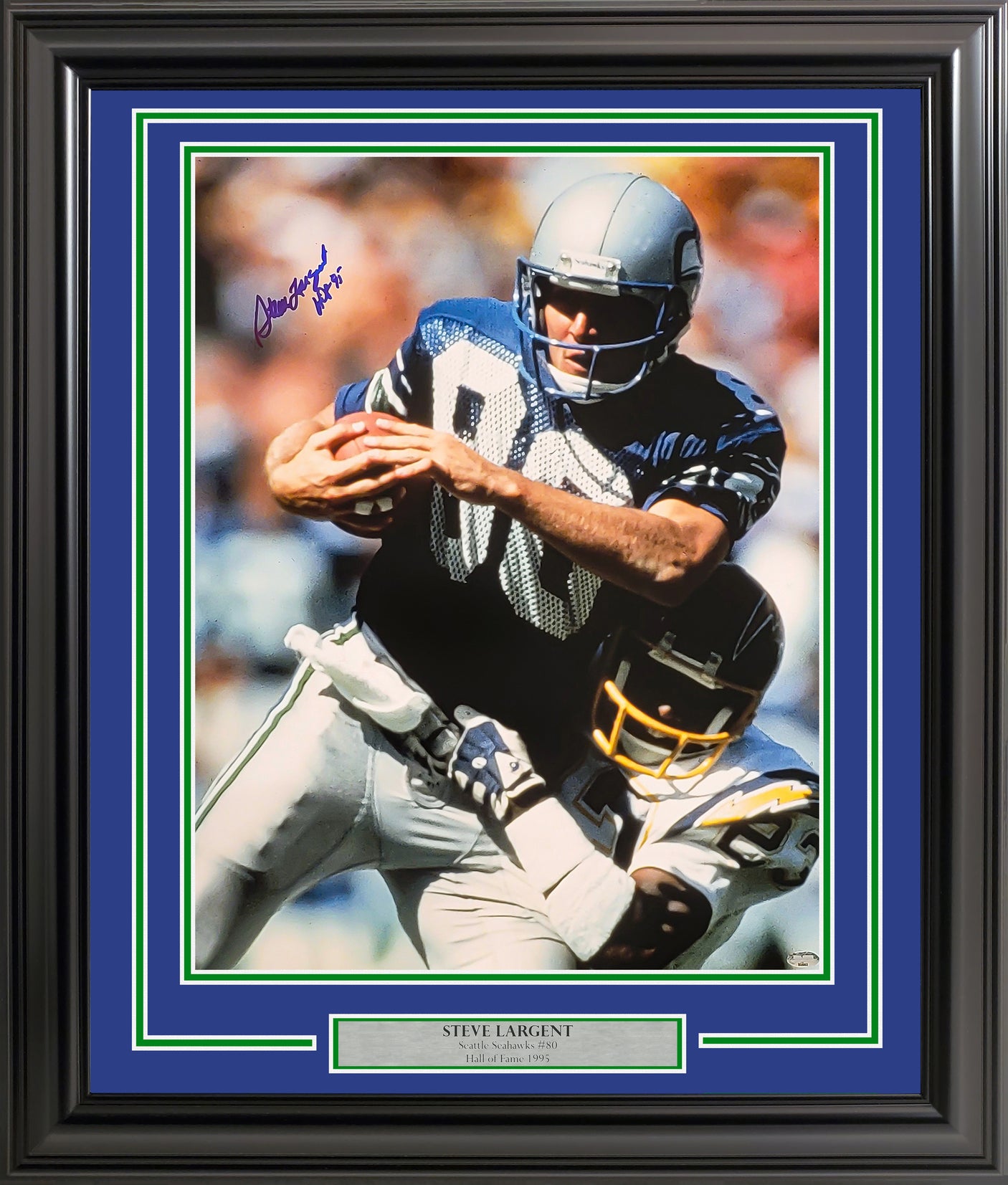 Steve Largent Autographed Framed 16x20 Photo Seattle Seahawks "HOF 95" MCS Holo Stock #254261