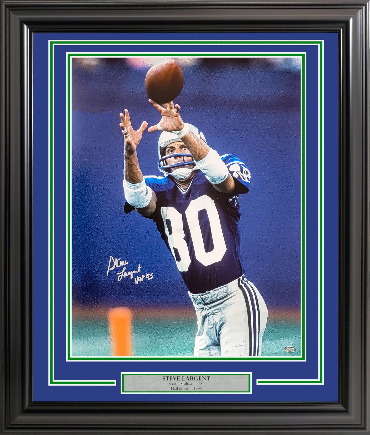Steve Largent Autographed Framed 16x20 Photo Seattle Seahawks "HOF 95" MCS Holo Stock #254262