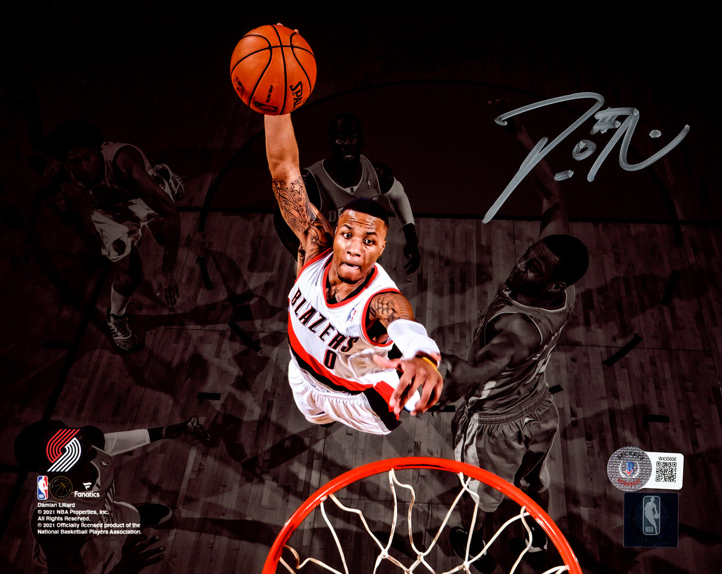 Damian Lillard Autographed Framed 8x10 Photo Portland Trail Blazers Spotlight Dunk Beckett BAS Witness Stock #254266