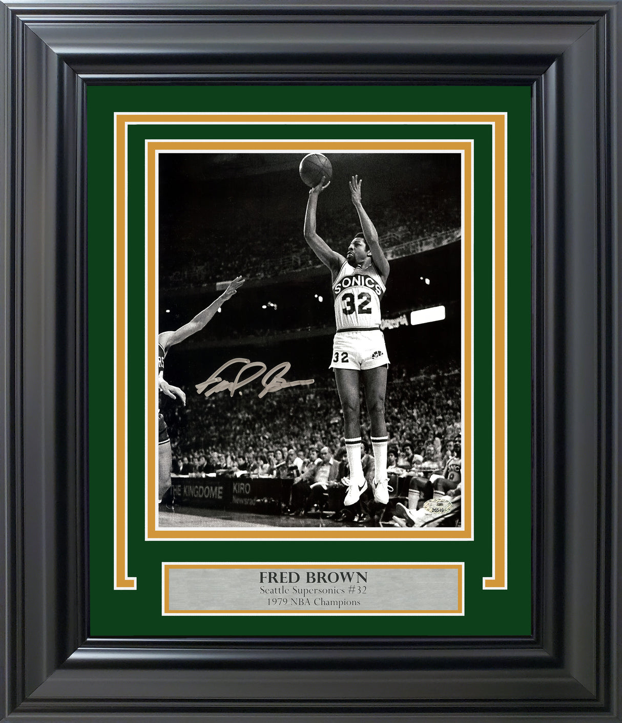 Downtown Fred Brown Autographed Framed 8x10 Photo Seattle Supersonics MCS Holo Stock #254268