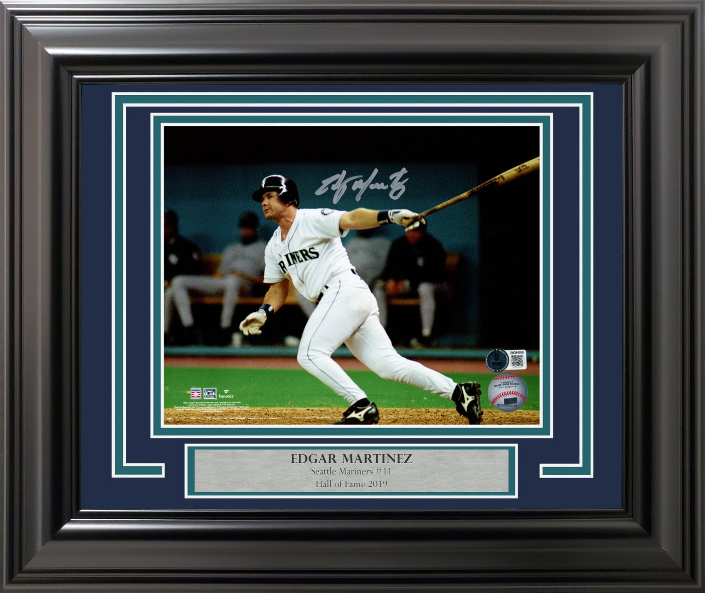 Edgar Martinez Autographed Framed 8x10 Photo Seattle Mariners The Double Beckett BAS Witness Stock #254269