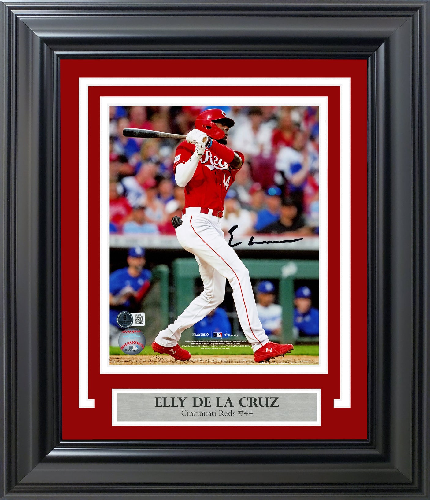 Elly De La Cruz Autographed Framed 8x10 Photo Cincinnati Reds HR Swing Beckett BAS QR Stock #254270