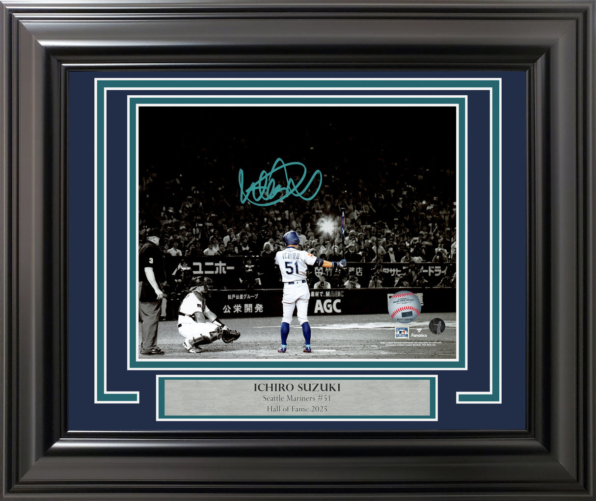 Ichiro Suzuki Autographed Framed 8x10 Photo Seattle Mariners Final At Bat IS Holo Stock #254276