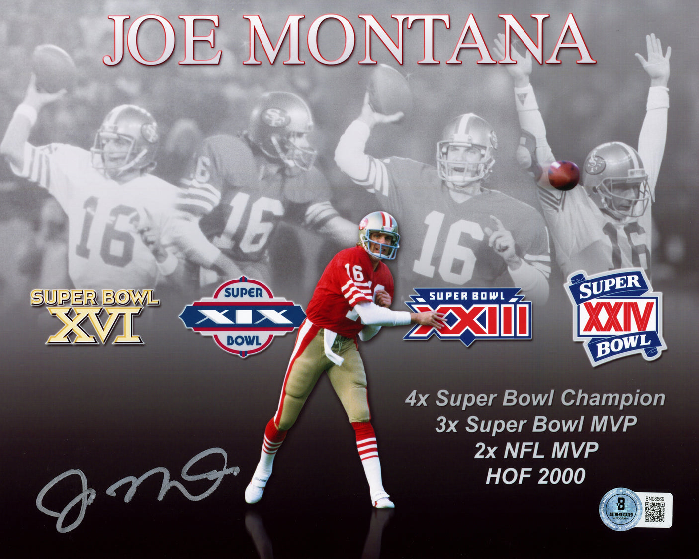 Joe Montana Autographed Framed 8x10 Photo San Francisco 49ers Beckett BAS QR Stock #254280