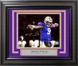 Michael Penix Jr Autographed Framed 8x10 Photo Washington Huskies Bow & Arrow Beckett BAS Witness Stock #254287