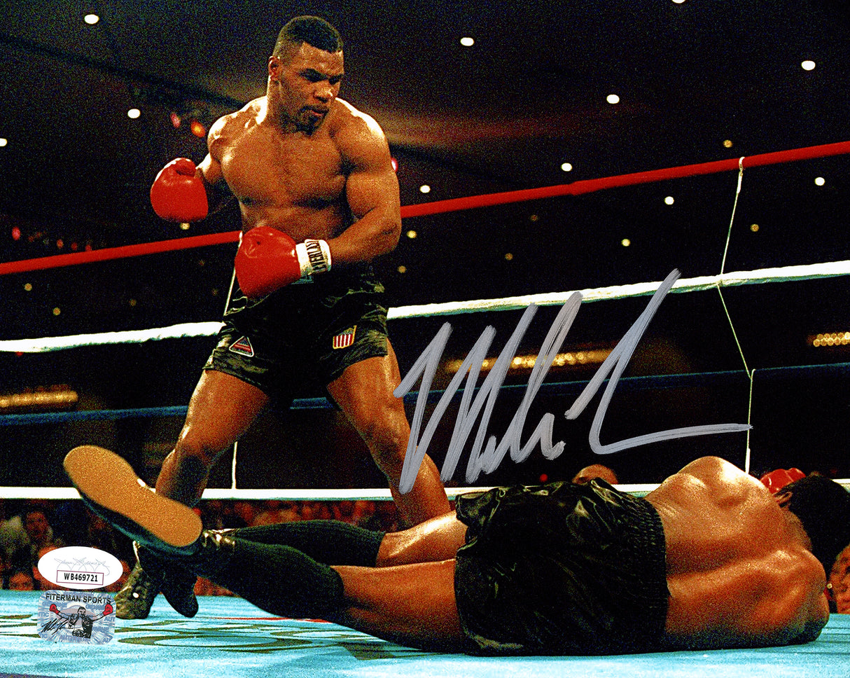 Mike Tyson Autographed Framed 8x10 Photo Standing Over JSA Stock #254291