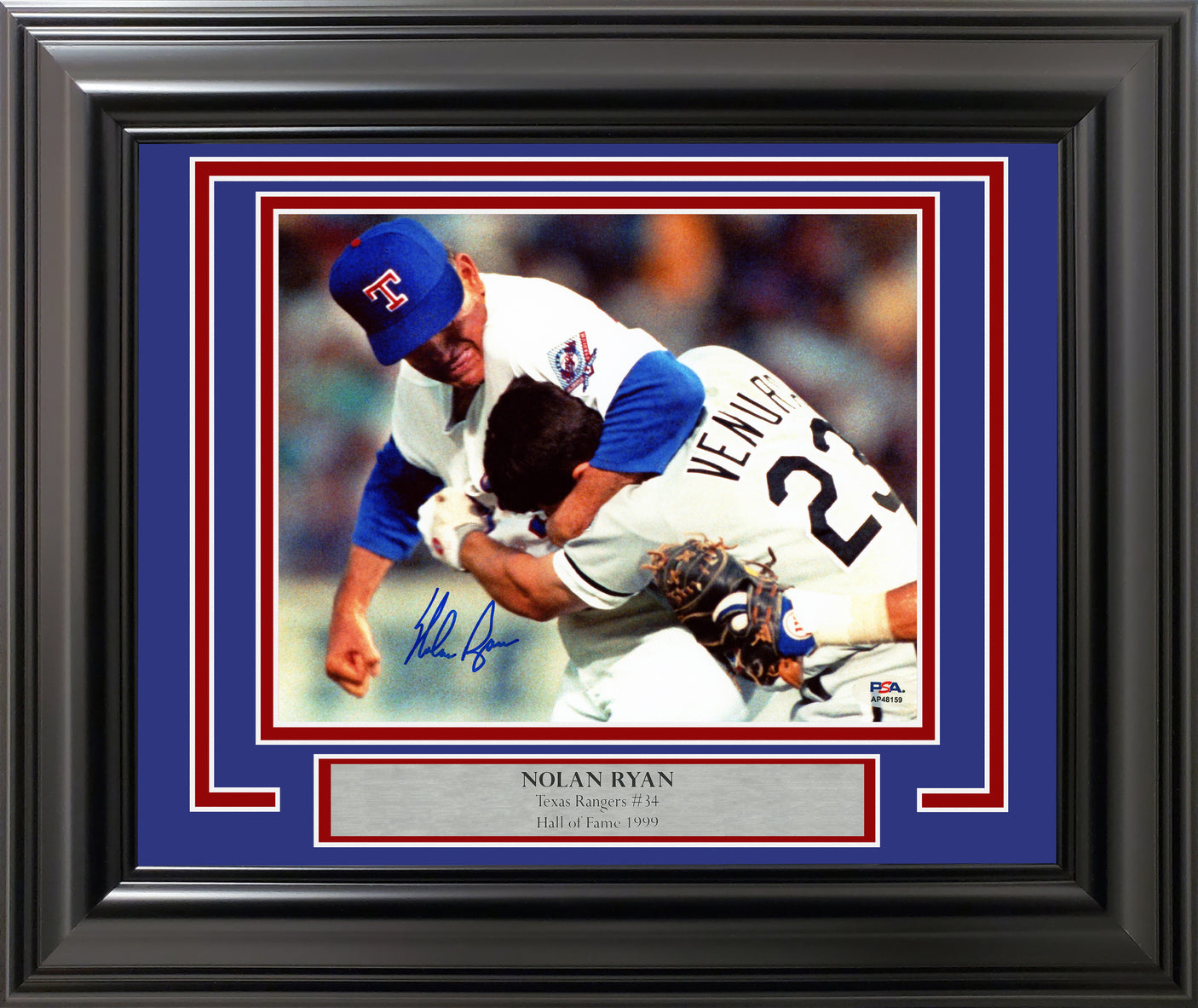 Nolan Ryan Autographed Framed 8x10 Photo Texas Rangers Fight vs. Robin Ventura PSA/DNA Stock #254292
