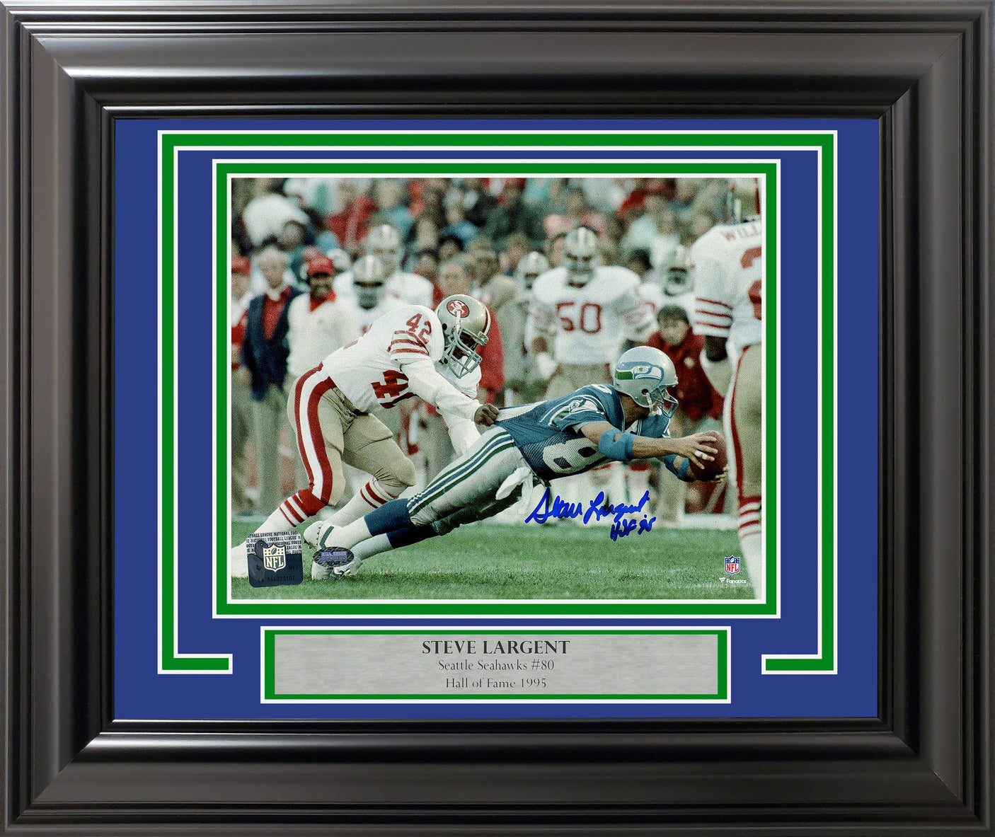 Steve Largent Autographed Framed 8x10 Photo Seattle Seahawks "HOF 95" MCS Holo Stock #254299