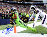 Tyler Lockett Autographed Framed 8x10 Photo Seattle Seahawks Toe Tap Touchdown vs. Rams MCS Holo Stock #254301
