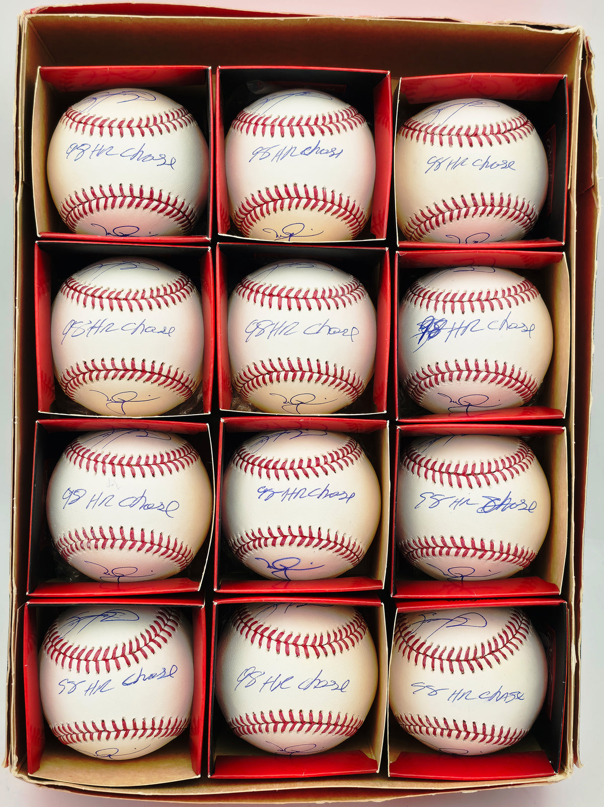 Mark McGwire & Sammy Sosa Autographed Official MLB Baseball 12 Count Lot "98 HR Chase" (Damaged) Beckett BAS Witness Stock #268005