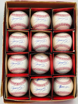 Sammy Sosa Autographed Rawlings Official MLB Baseball 12 Count Lot Chicago Cubs "609 HR & 98 NL MVP" (Damaged) Beckett BAS Witness Stock #268006
