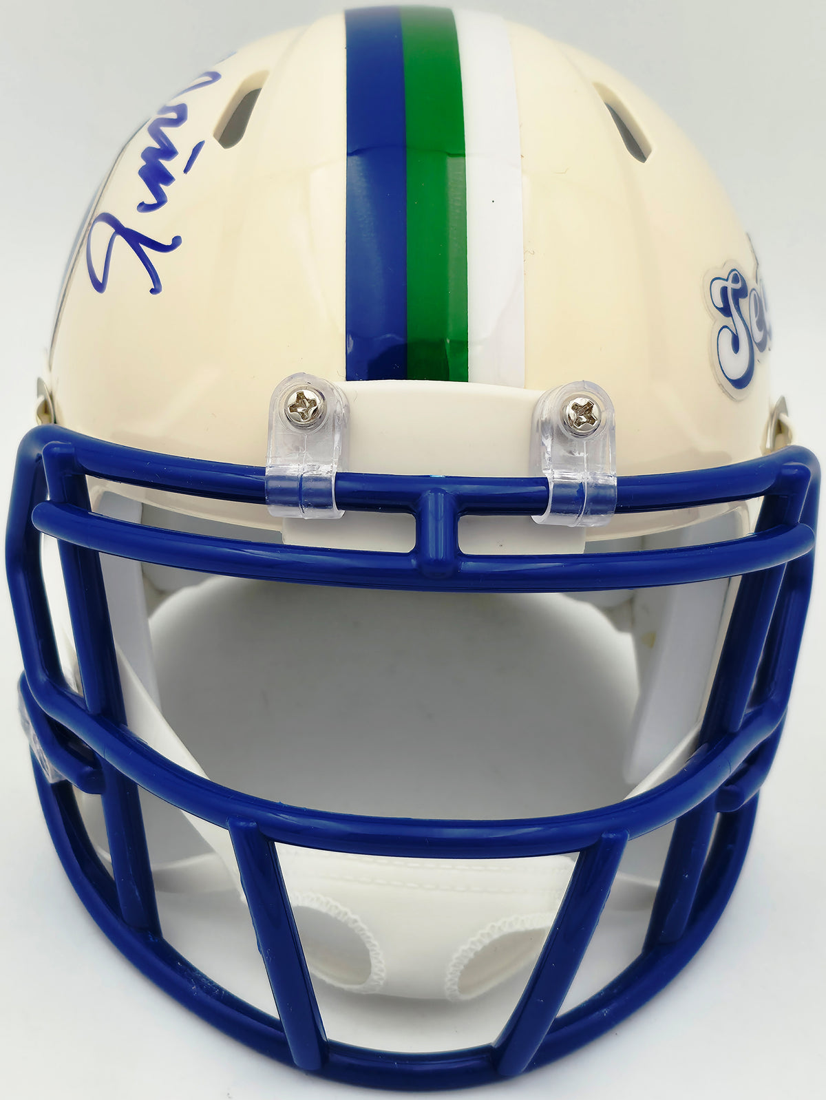 Jadarian Price Autographed Seattle Seahawks Cream Retro Speed Mini Helmet Beckett BAS Witness Stock #268033