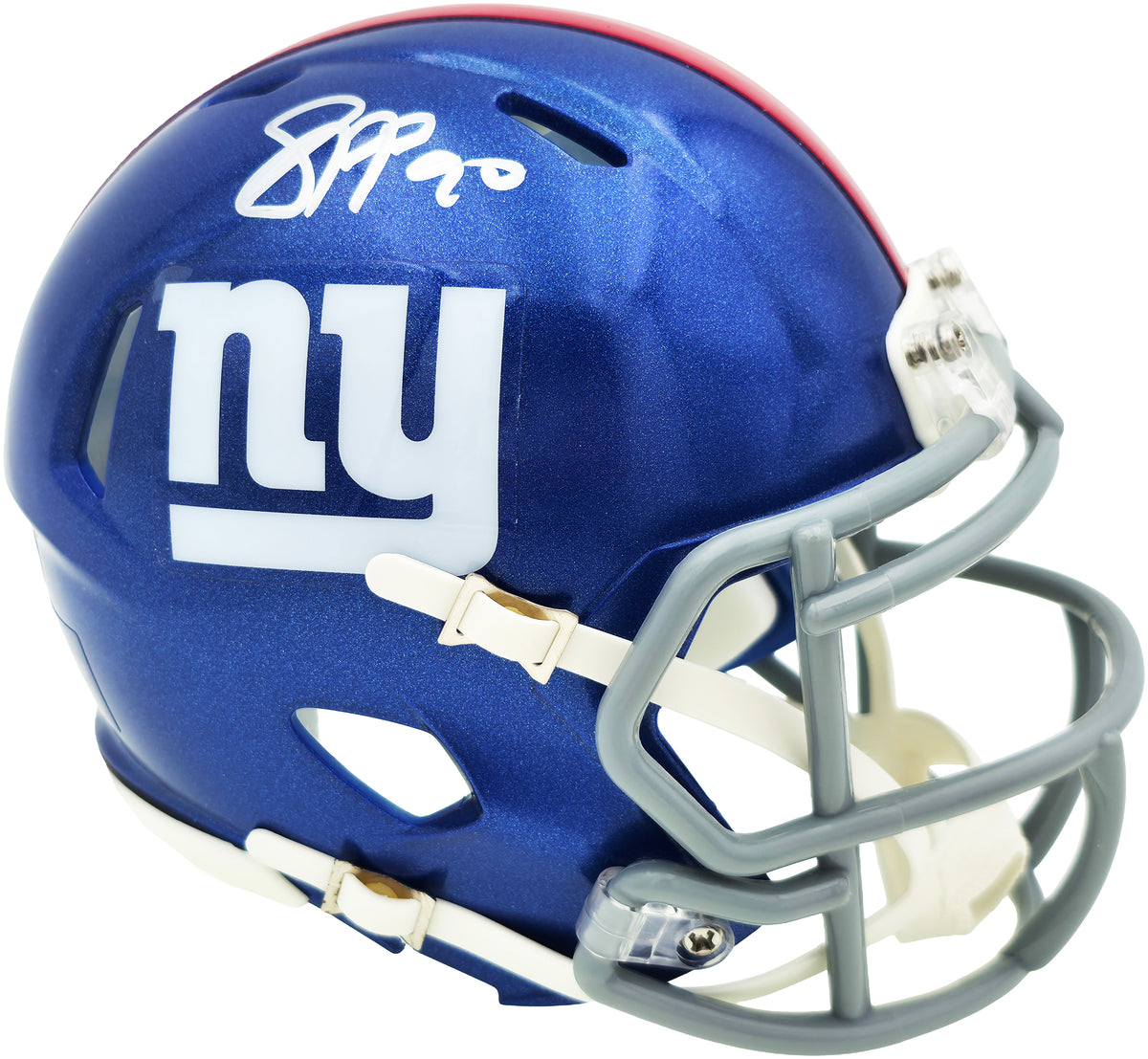 Jason Pierre-Paul Autographed New York Giants Blue Speed Mini Helmet JSA Witness Stock #268041