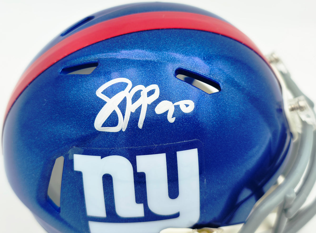 Jason Pierre-Paul Autographed New York Giants Blue Speed Mini Helmet JSA Witness Stock #268041