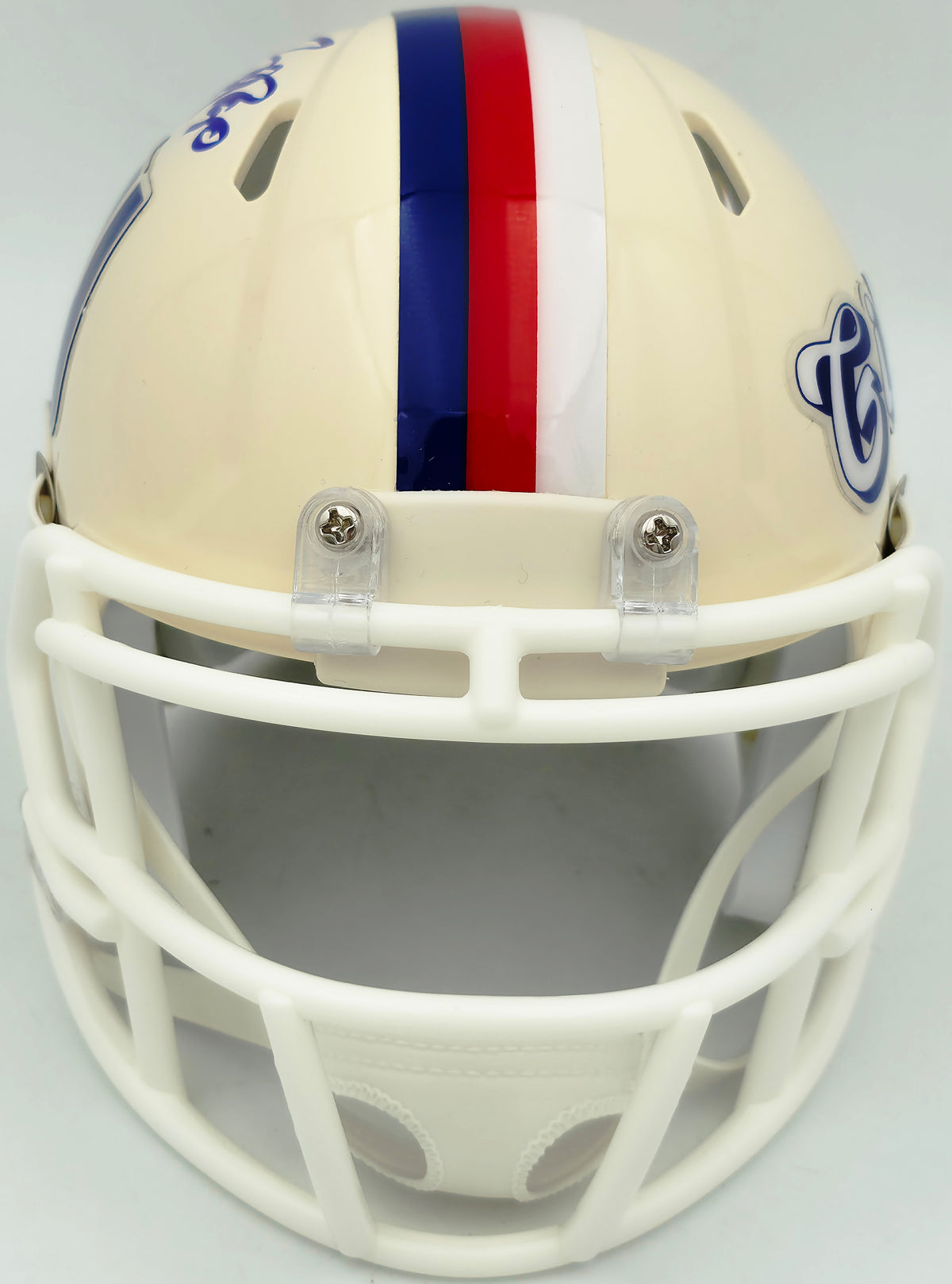 Jason Pierre-Paul Autographed New York Giants Cream Retro Speed Mini Helmet JSA Witness Stock #268043