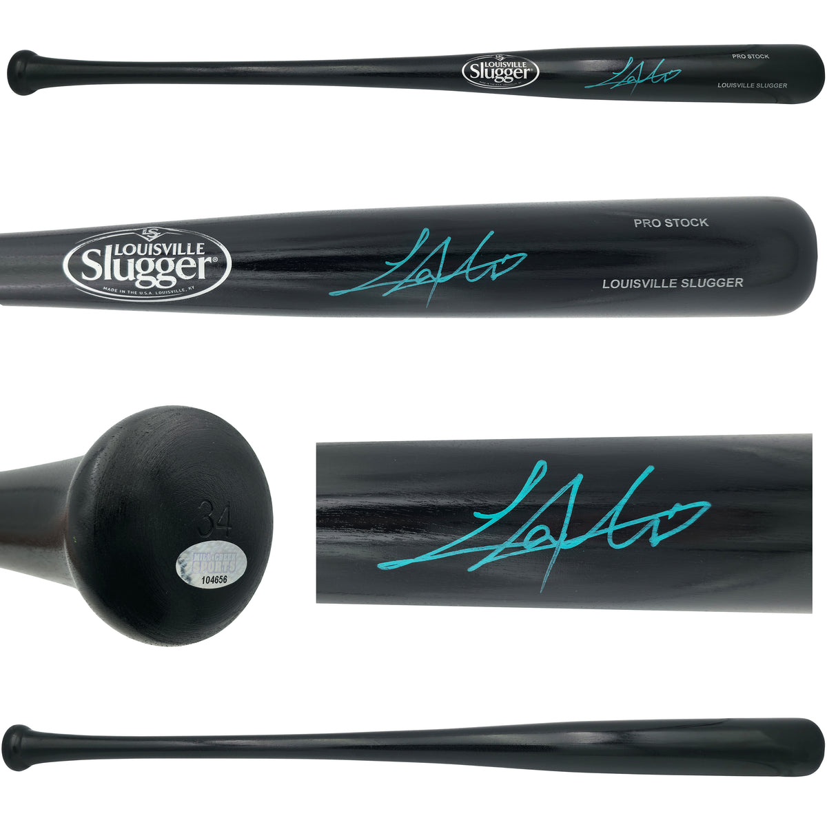Lazaro Montes Autographed Black Louisville Slugger Pro Stock Bat Seattle Mariners MCS Holo Stock #268004