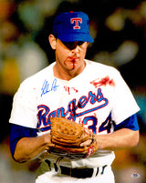 Nolan Ryan Autographed 16x20 Photo Texas Rangers Bloody Lip PSA/DNA ITP Stock #268052