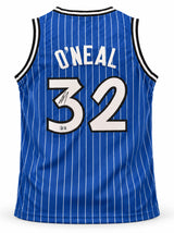 Orlando Magic Shaquille O'Neal Autographed Blue Pinstripe Jersey Beckett BAS Witness Stock #267978