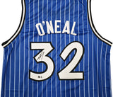 Orlando Magic Shaquille O'Neal Autographed Blue Pinstripe Jersey Beckett BAS Witness Stock #267978