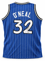 Orlando Magic Shaquille O'Neal Autographed Blue Pinstripe Jersey Beckett BAS Witness Stock #267979