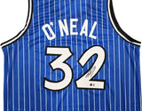 Orlando Magic Shaquille O'Neal Autographed Blue Pinstripe Jersey Beckett BAS Witness Stock #267979