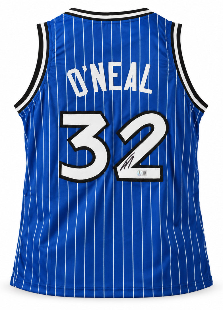 Orlando Magic Shaquille O'Neal Autographed Blue Pinstripe Jersey Beckett BAS QR Stock #267980