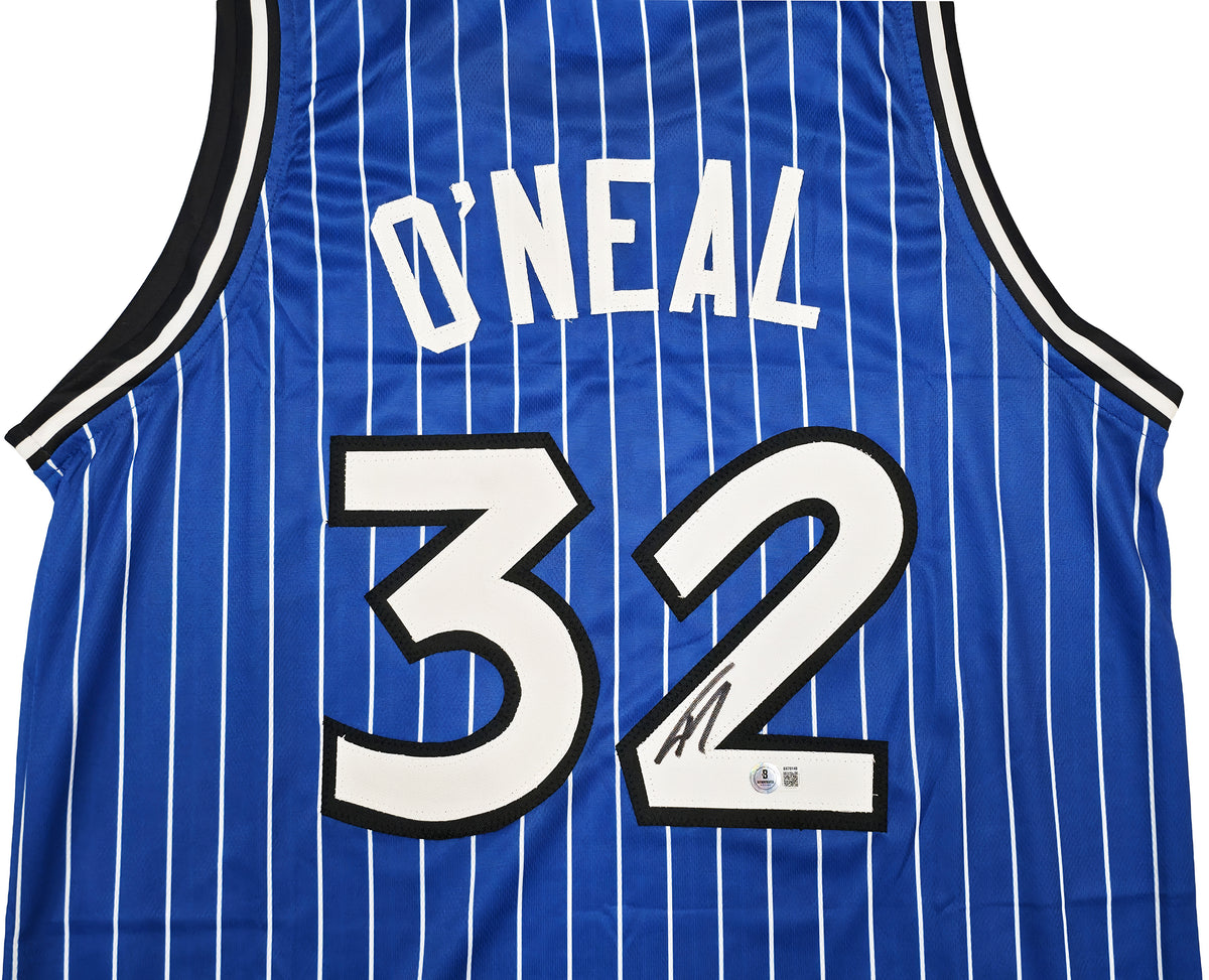 Orlando Magic Shaquille O'Neal Autographed Blue Pinstripe Jersey Beckett BAS QR Stock #267980