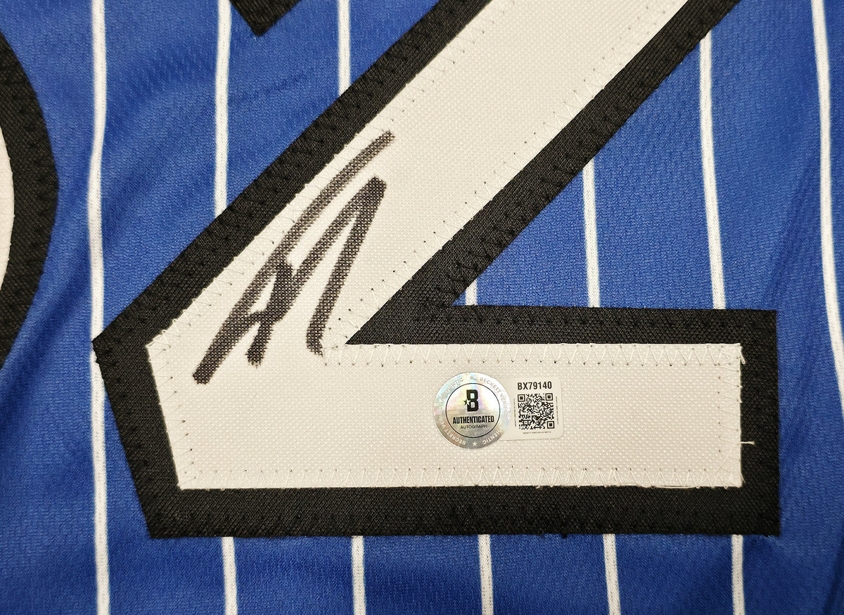Orlando Magic Shaquille O'Neal Autographed Blue Pinstripe Jersey Beckett BAS QR Stock #267980