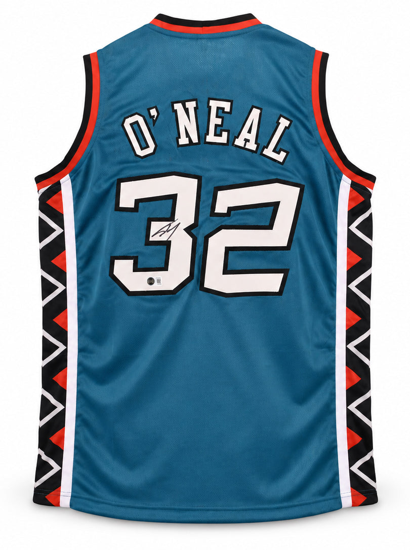 1996 All Star Shaquille O'Neal Autographed Teal Jersey Beckett BAS Witness Stock #267981