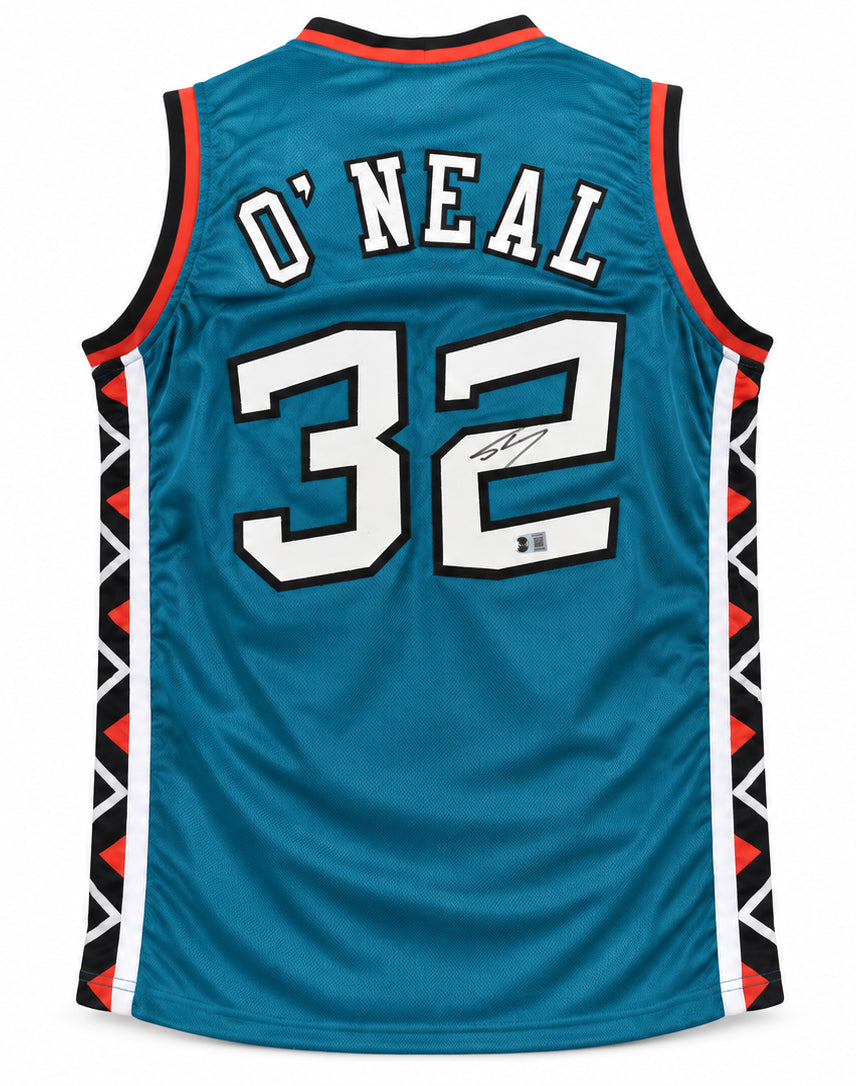 1996 All Star Shaquille O'Neal Autographed Teal Jersey Beckett BAS Witness Stock #267982