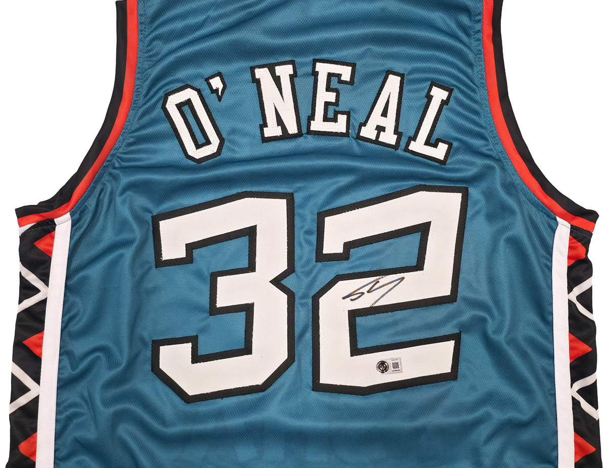 1996 All Star Shaquille O'Neal Autographed Teal Jersey Beckett BAS Witness Stock #267982