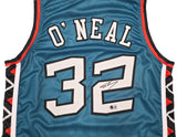 1996 All Star Shaquille O'Neal Autographed Teal Jersey Beckett BAS Witness Stock #267982